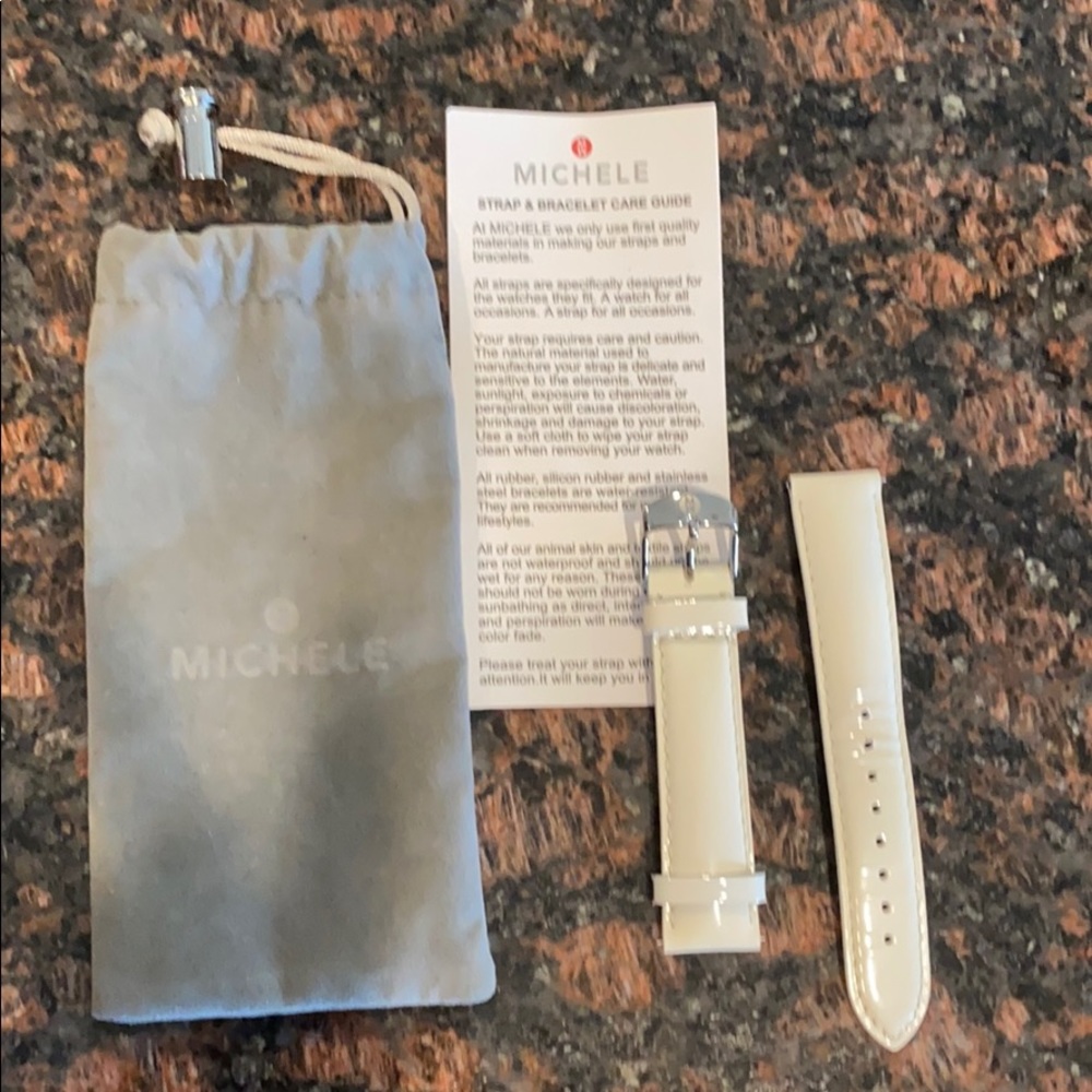 Michele Watch White Patent watch strap size 18